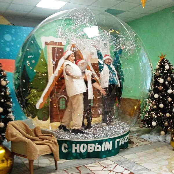 прозрачный шар, фотозона шар, снежная фотозона, фотозона со снегом, чудо шар,